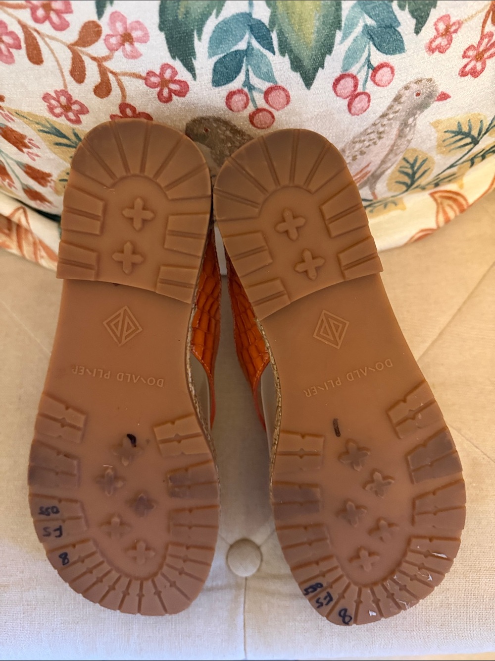 Donald J. Pliner Orange Leather Platform Thong Sandals - Picture 7 of 7